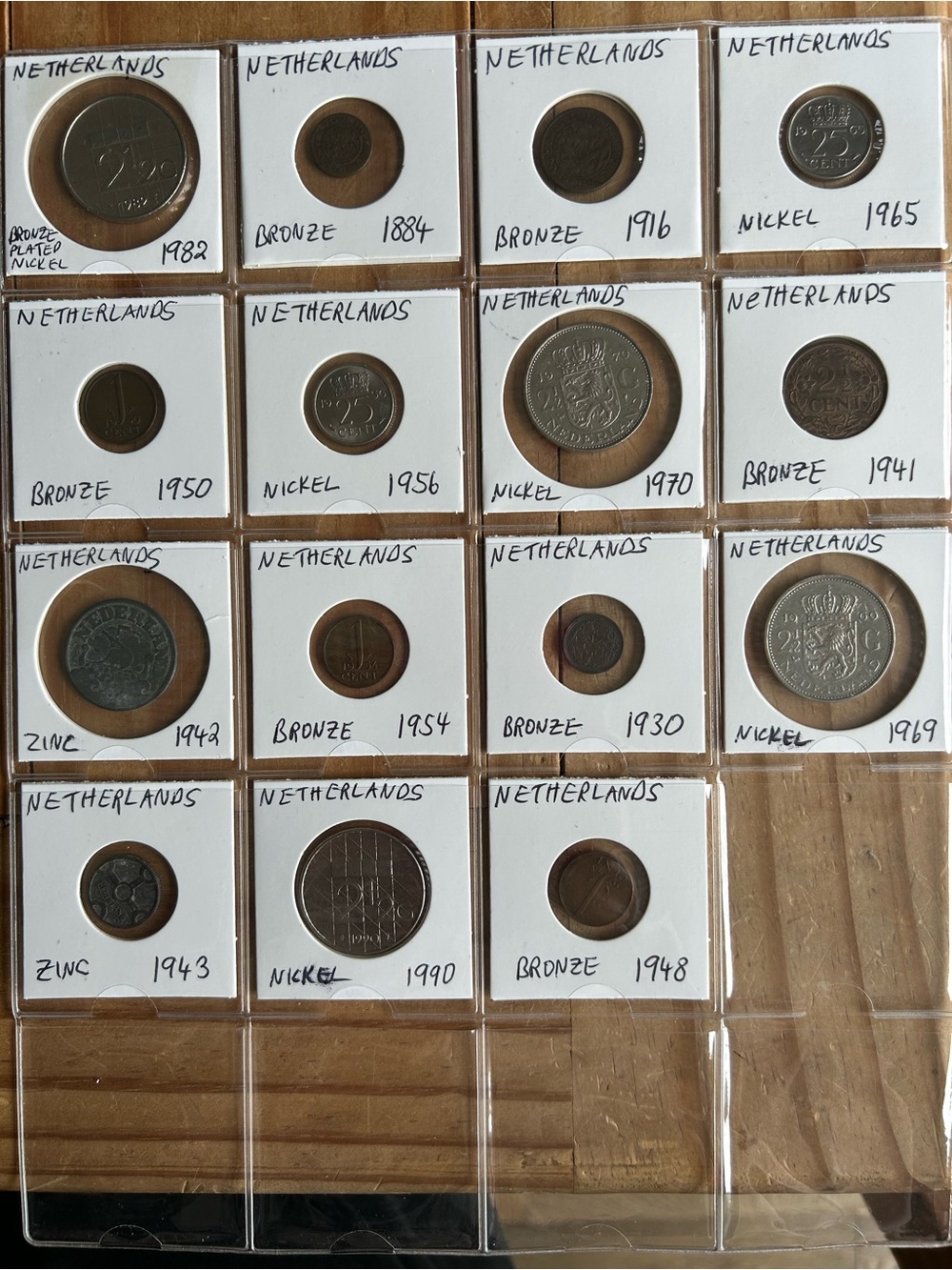Classic Netherlands Coin Collection Display - Brown Coins Set (54 coins)